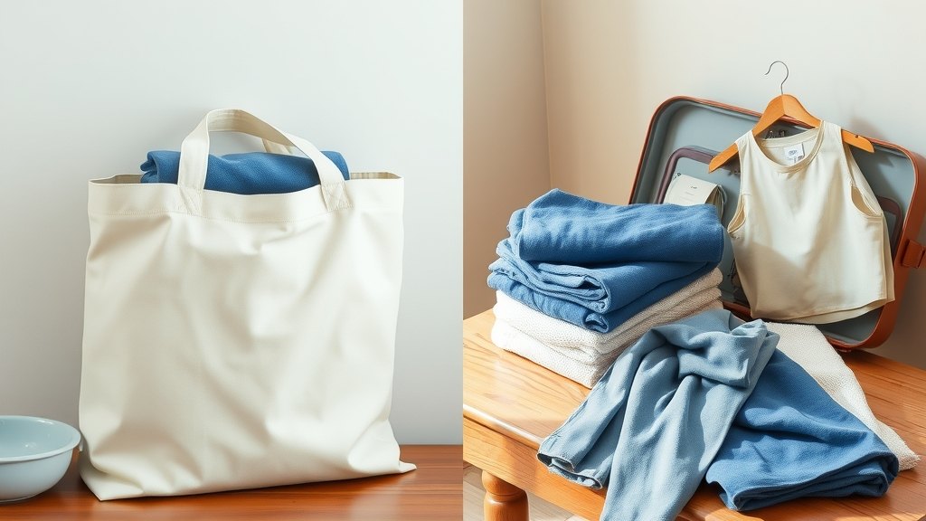 Dua tumpukan pakaian traveler: satu siap dicuci sendiri, satu menunggu diantar, pilihan cara lain saat laundry telat